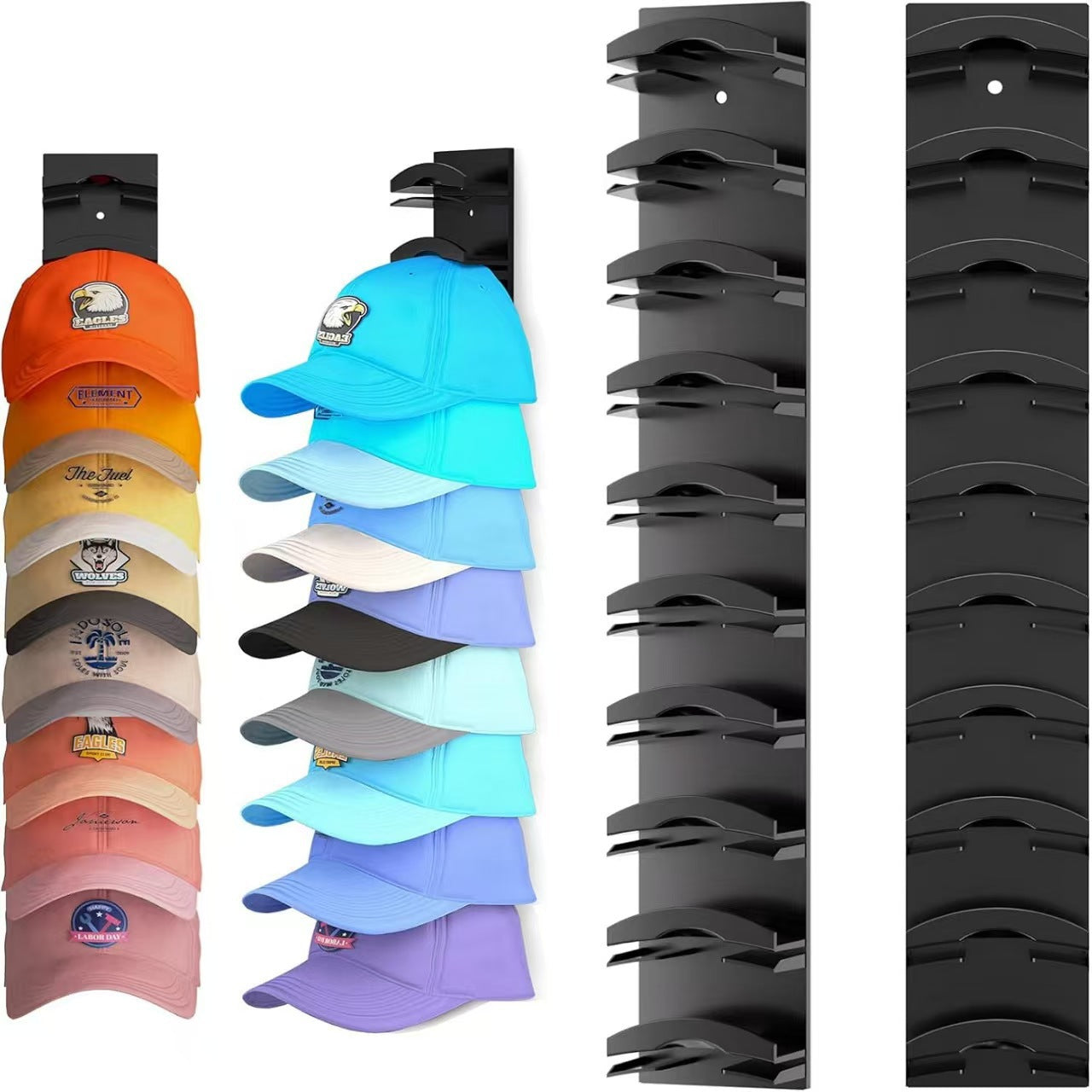 Black Hat Organizer for Baseball Caps for Space-Saving Storage