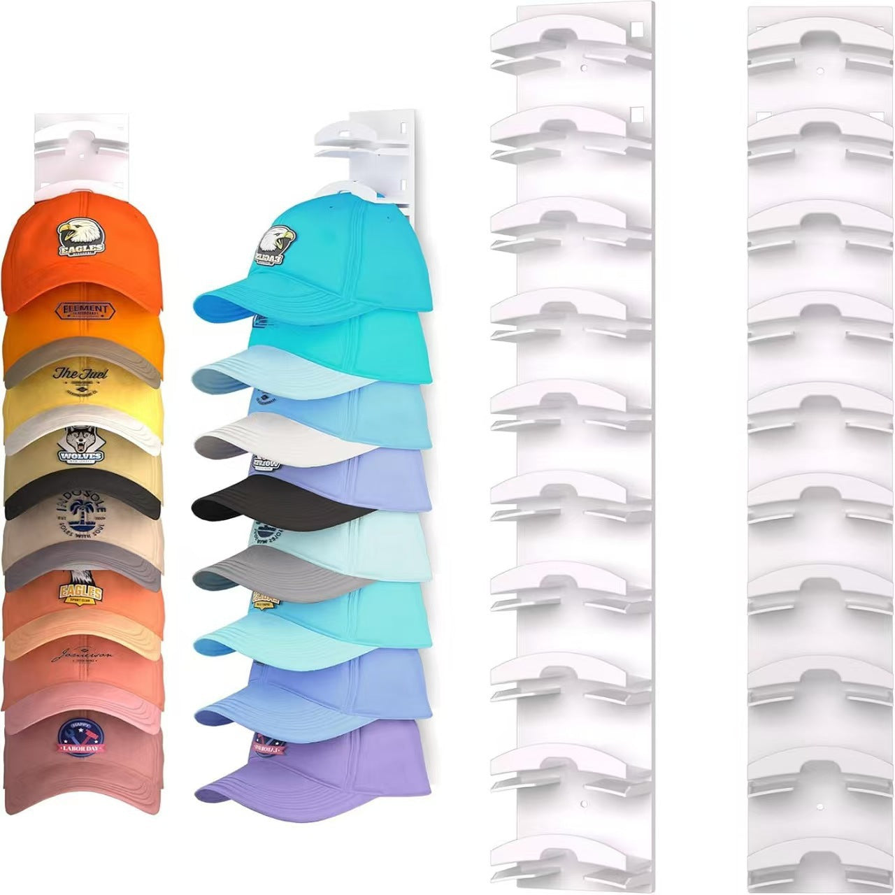 White Hat Organizer for Baseball Caps for Space-Saving Storage