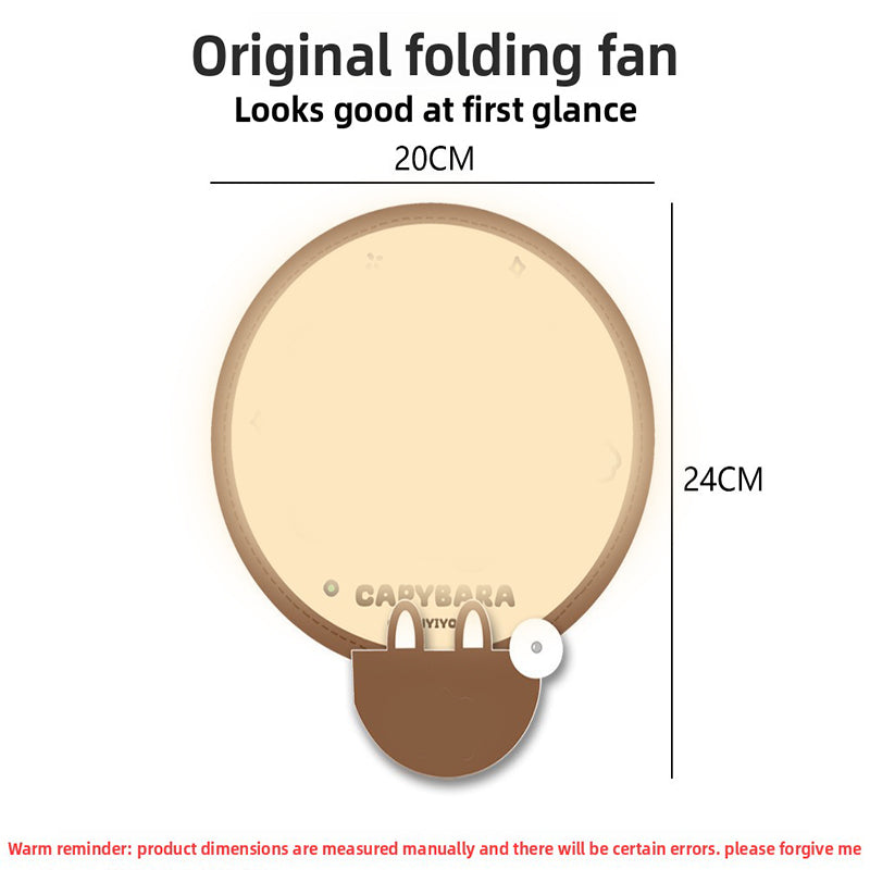 5 Pack Blue Seaside Bear Cute Cartoon Folding Hand Fans Portable Mini Circular Fans