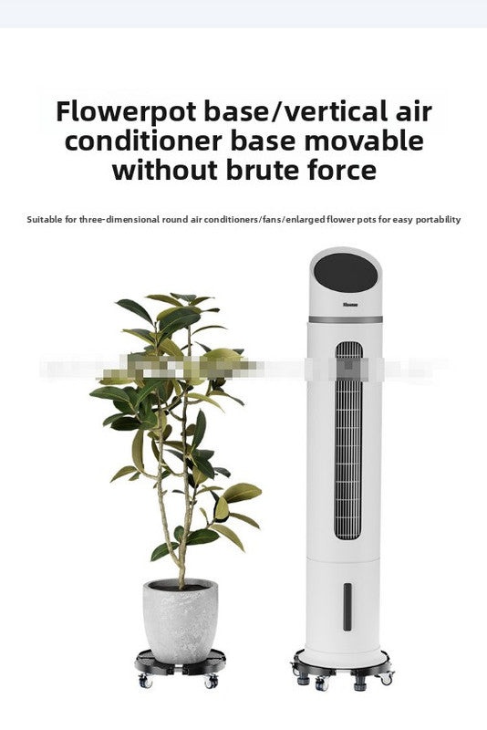 Black Round Adjustable Plant Pot Caddy Stand with Wheels Heavy Duty