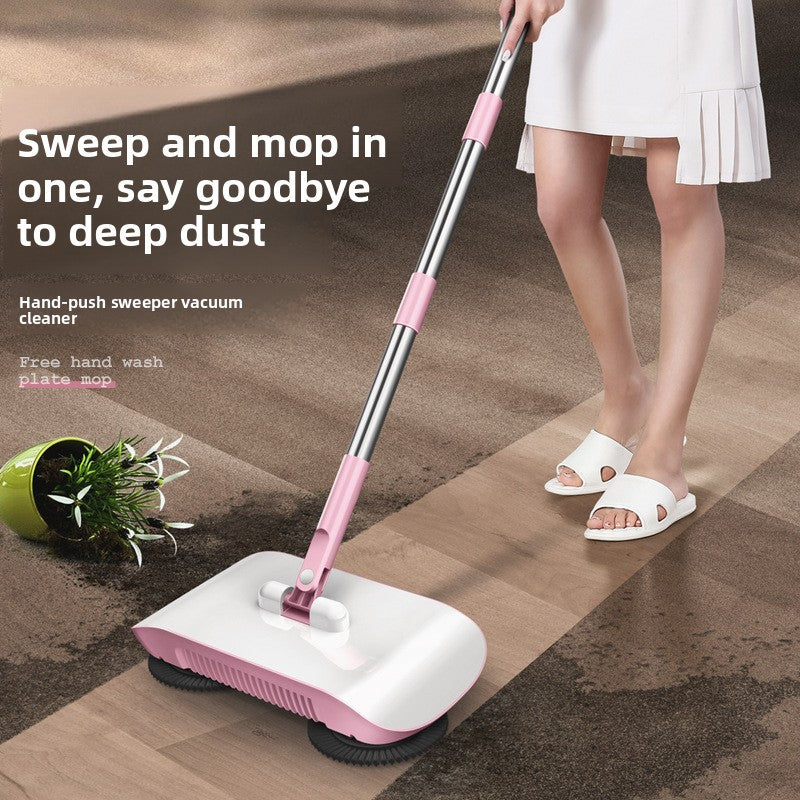 Manual Push Sweeper & Mop with Two Original Clothes - Handheld Floor Cleaner
