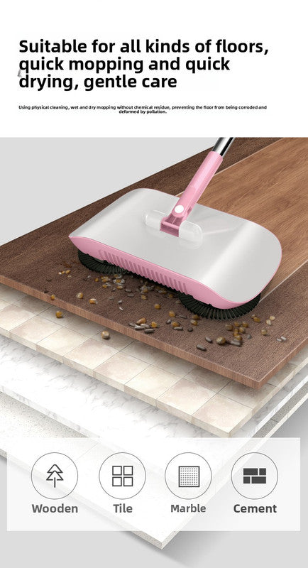 Manual Push Sweeper & Mop with Two Original Clothes - Handheld Floor Cleaner