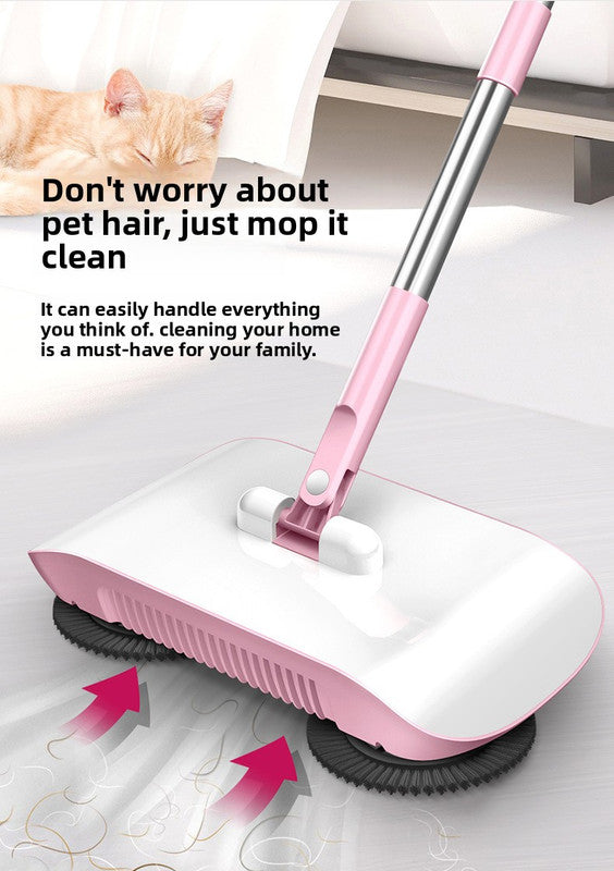 Manual Push Sweeper & Mop with Two Original Clothes - Handheld Floor Cleaner
