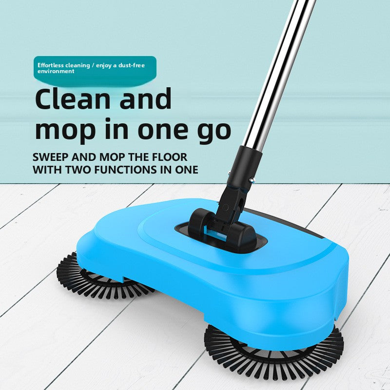 3-in-1 Hand Push Floor Sweeper - Manual Spinning Broom, Dustpan & Mop Combo
