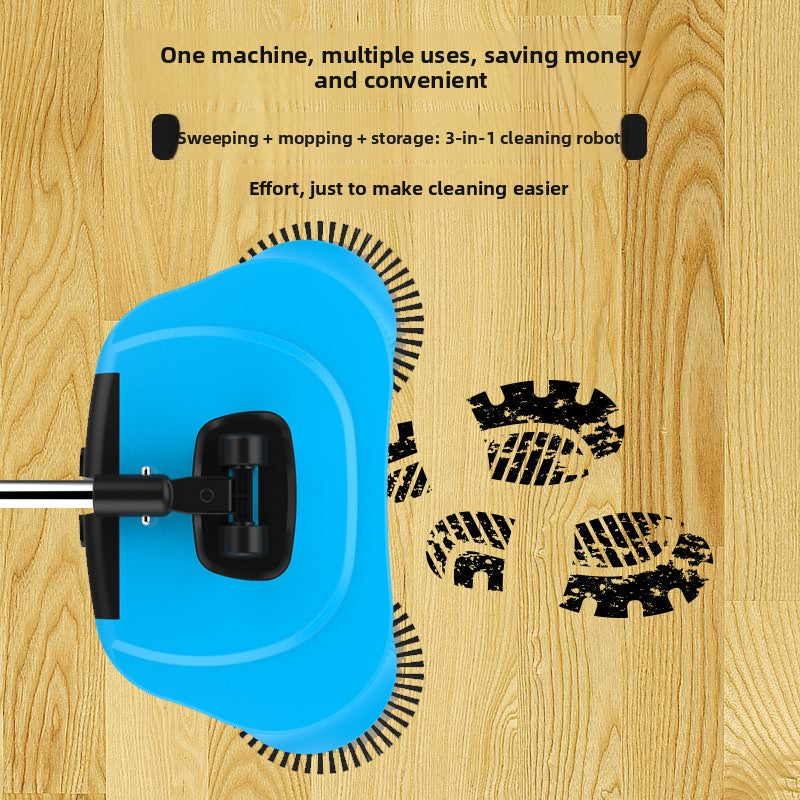 3-in-1 Hand Push Floor Sweeper - Manual Spinning Broom, Dustpan & Mop Combo