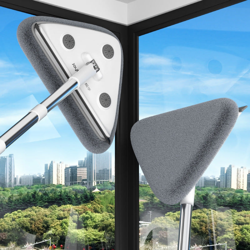 Adjustable Triangle Cleaning Mop 119cm Long Handle Window Squeegee Wall Washer
