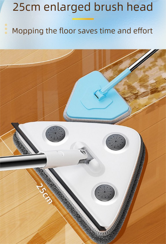 Adjustable Triangle Cleaning Mop 119cm Long Handle Window Squeegee Wall Washer