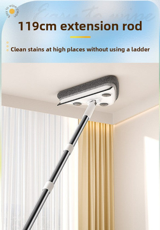 Adjustable Triangle Cleaning Mop 119cm Long Handle Window Squeegee Wall Washer