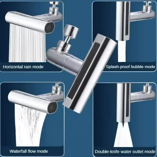 Waterfall Kitchen Tap Extender 4 Spray Modes 360 Swivel Faucet Aerator Flying Rain
