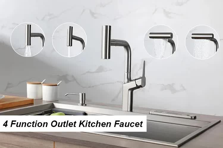 Waterfall Kitchen Tap Extender 4 Spray Modes 360 Swivel Faucet Aerator Flying Rain