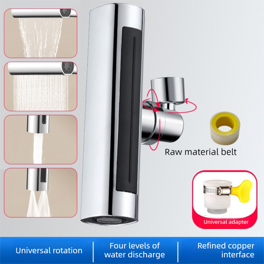Universal 4-Mode Kitchen Tap Extender Waterfall Flying Rain Effect 360 Swivel Faucet