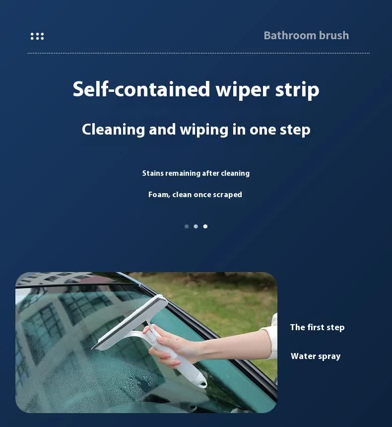 White 3-in-1 Window Squeegee with Built-in Spray Bottle - Dual Sided Sponge Glass Cleaner