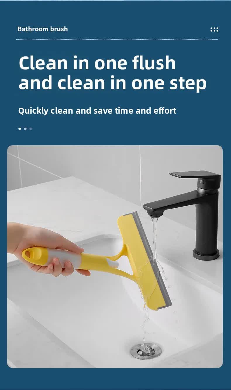 Blue 3-in-1 Window Squeegee with Built-in Spray Bottle - Dual Sided Sponge Glass Cleaner