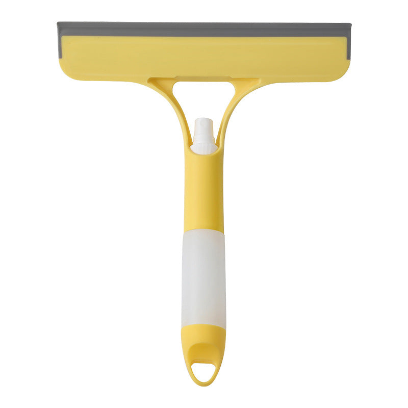 Yellow 3-in-1 Window Squeegee with Built-in Spray Bottle - Dual Sided Sponge Glass Cleaner