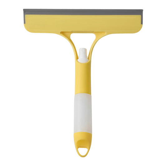 Yellow 3-in-1 Window Squeegee with Built-in Spray Bottle - Dual Sided Sponge Glass Cleaner