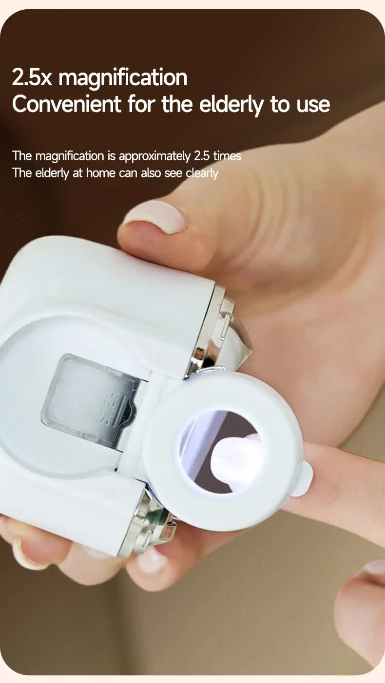 2-in-1 Electric Nail Clipper with Magnifying Glass & LED Light - Automatic Nail Trimmer