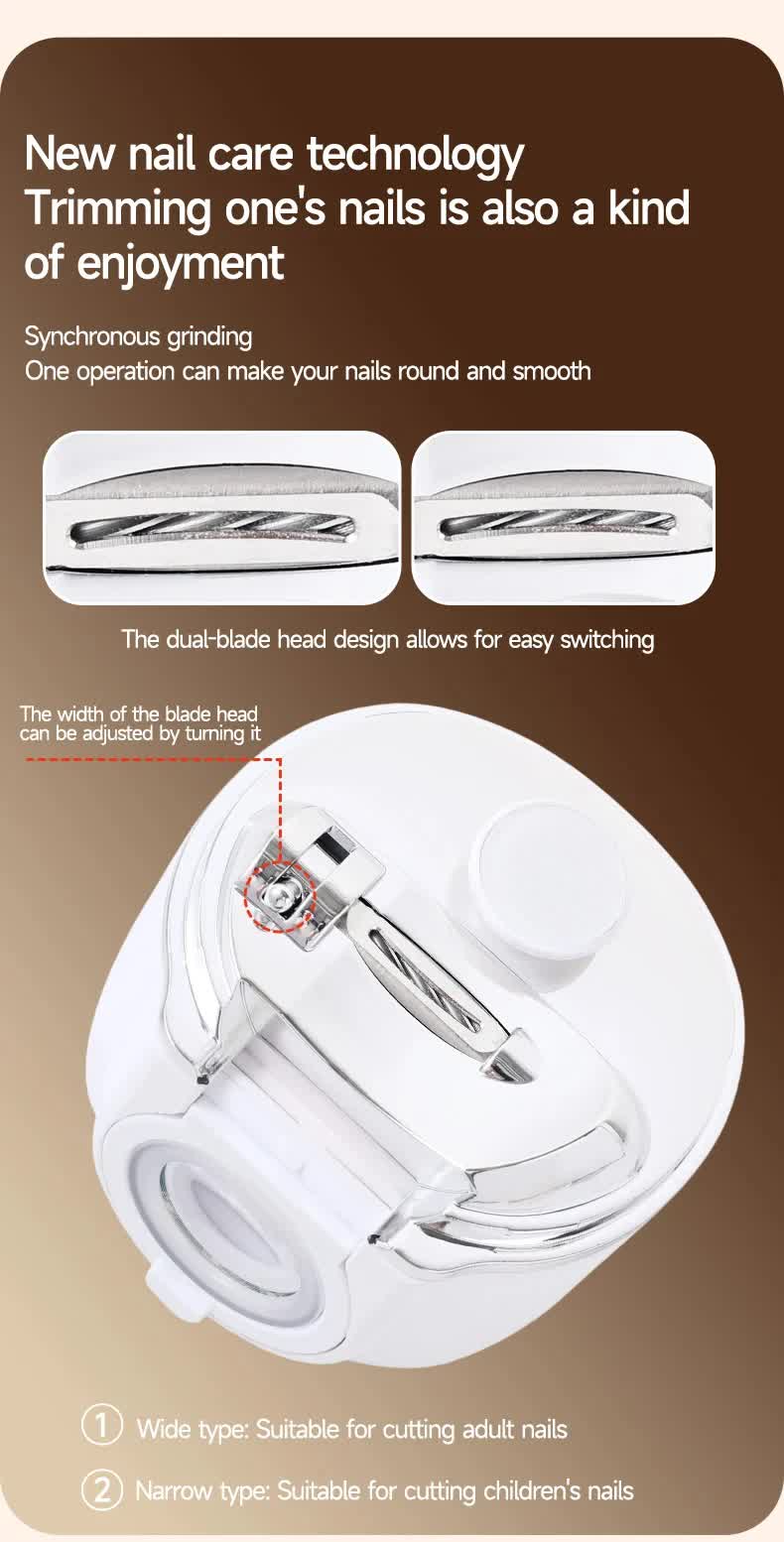 2-in-1 Electric Nail Clipper with Magnifying Glass & LED Light - Automatic Nail Trimmer