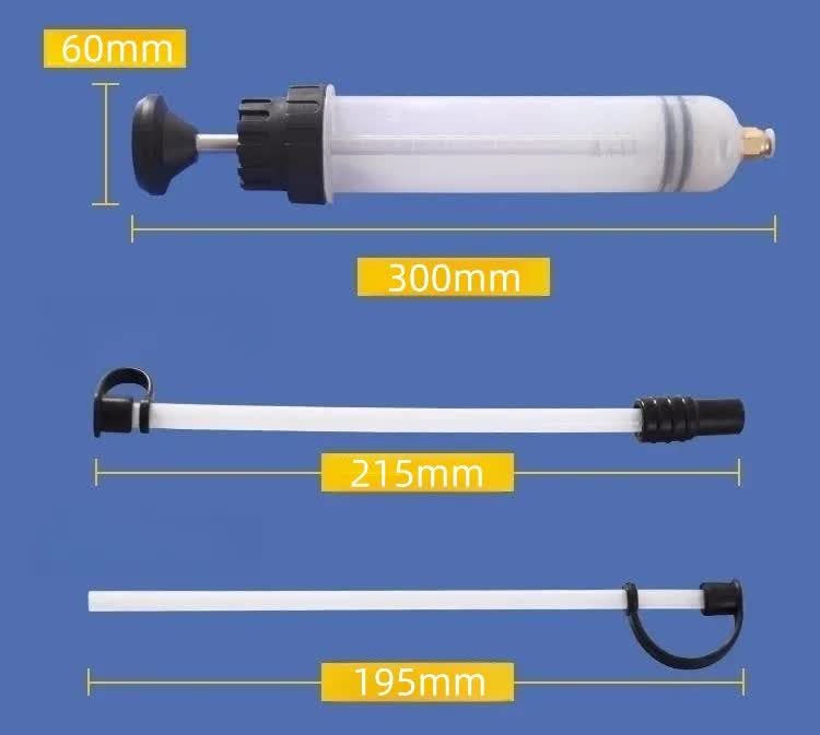 200ml Fluid Extractor & Transfer Pump - Manual Oil Syringe with Extension Tubes