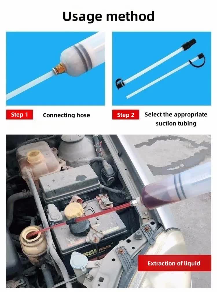 200ml Fluid Extractor & Transfer Pump - Manual Oil Syringe with Extension Tubes