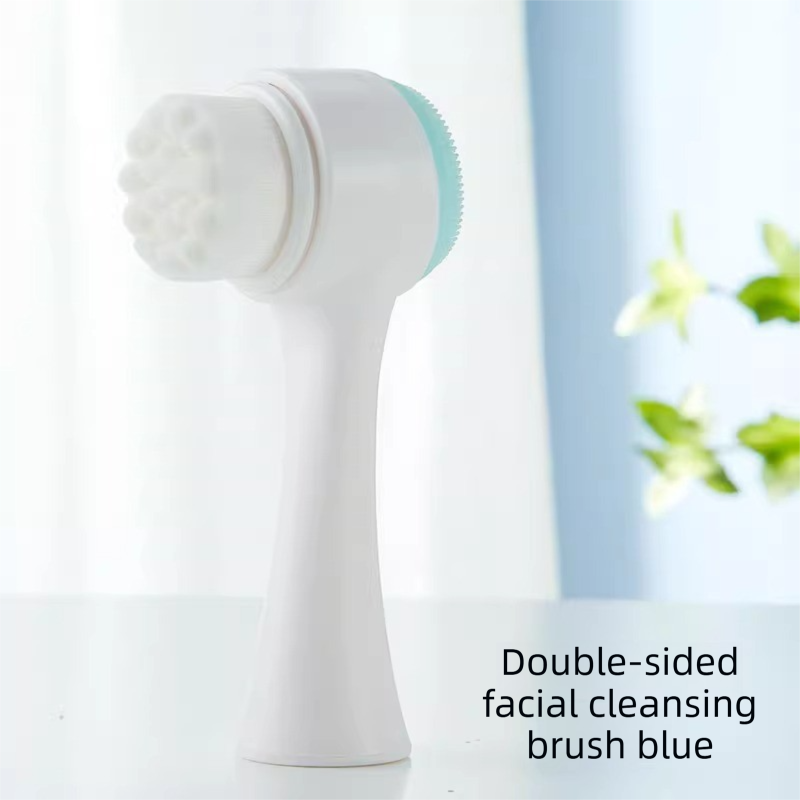 Dual Sided Facial Cleansing Brush Soft Microfiber & Silicone Scrubber Manual Face Washer