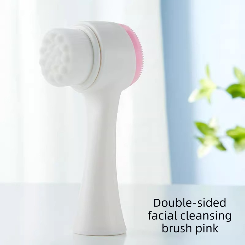 Dual Sided Facial Cleansing Brush Soft Microfiber & Silicone Scrubber