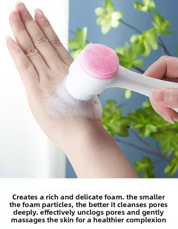Dual Sided Facial Cleansing Brush Soft Microfiber & Silicone Scrubber