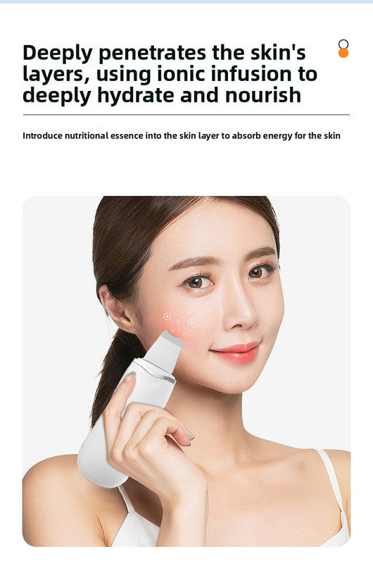 Ultrasonic Skin Scrubber Facial Spatula Blackhead Remover & Pore Cleaner with Ion EMS