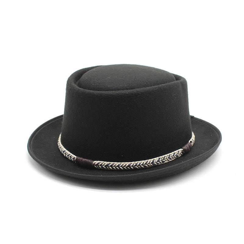 Black Unisex Stylish Pure Woolen Fedora - Classic British