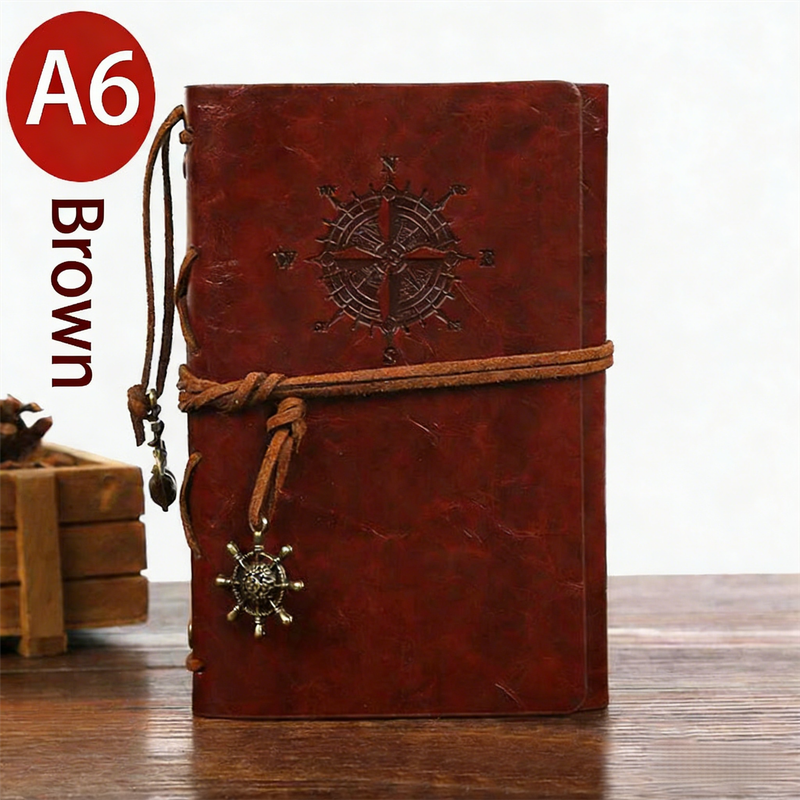 2-Pack A6 Nautical Vintage PU Leather Student Notebook