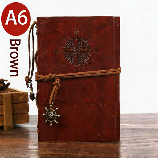 2-Pack A6 Nautical Vintage PU Leather Student Notebook