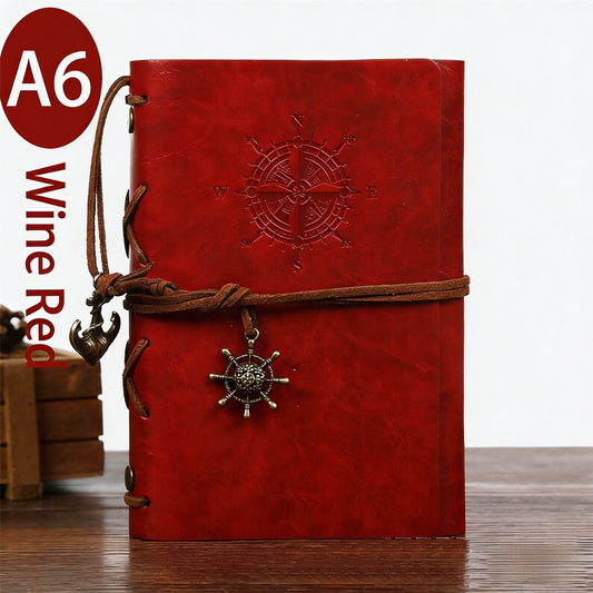 2-Pack A6 Nautical Vintage PU Leather Student Notebook