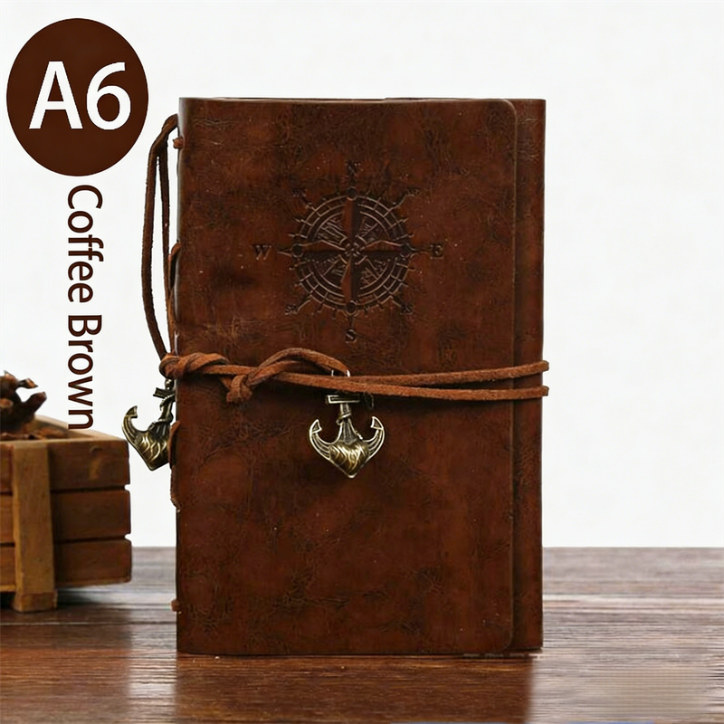 2-Pack A6 Nautical Vintage PU Leather Student Notebook
