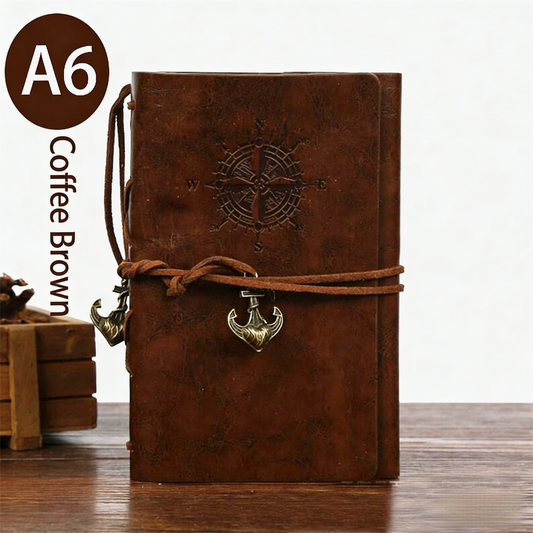 2-Pack A6 Nautical Vintage PU Leather Student Notebook