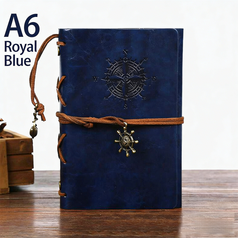 2-Pack A6 Nautical Vintage PU Leather Student Notebook