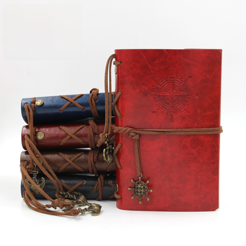 2-Pack A6 Nautical Vintage PU Leather Student Notebook