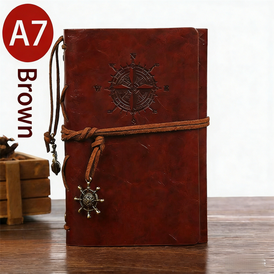 2-Pack A7 Nautical Vintage PU Leather Student Notebook