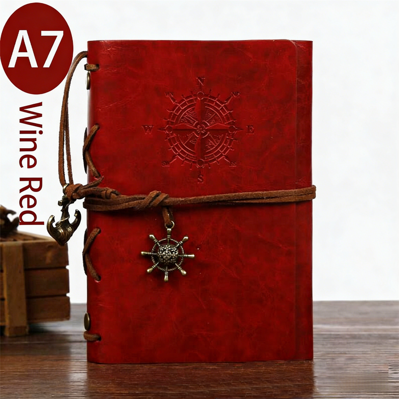 2-Pack A7 Nautical Vintage PU Leather Student Notebook