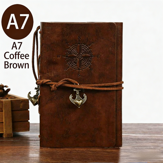 2-Pack A7 Nautical Vintage PU Leather Student Notebook