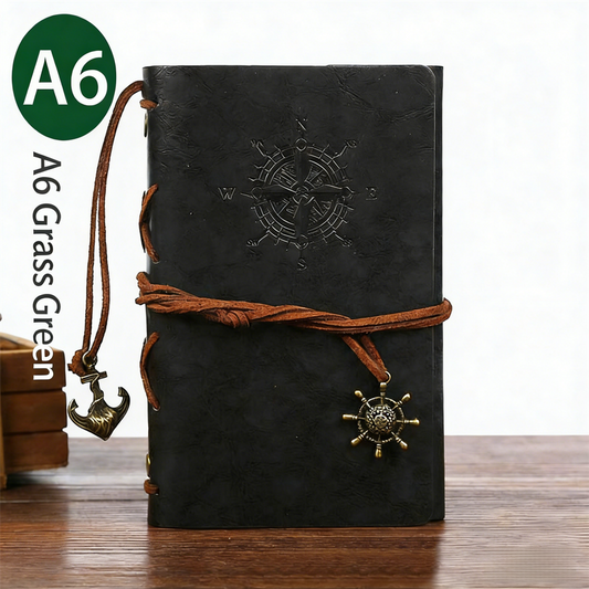 2-Pack A6 Nautical Vintage PU Leather Student Notebook