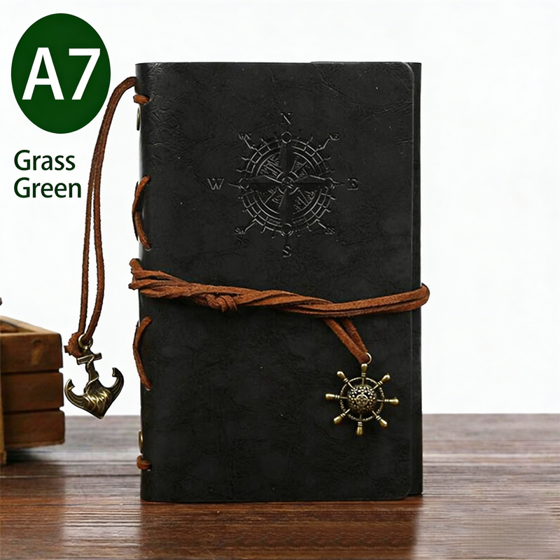2-Pack A7 Nautical Vintage PU Leather Student Notebook