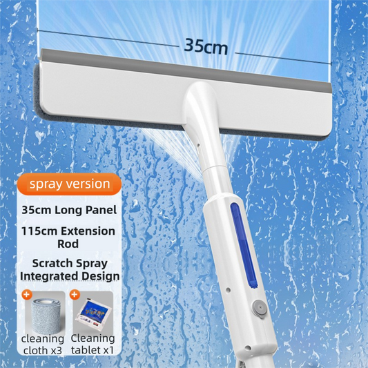 3-in-1 Spray Window Squeegee with 35cm Clean-Panel & 115cm Extension Pole