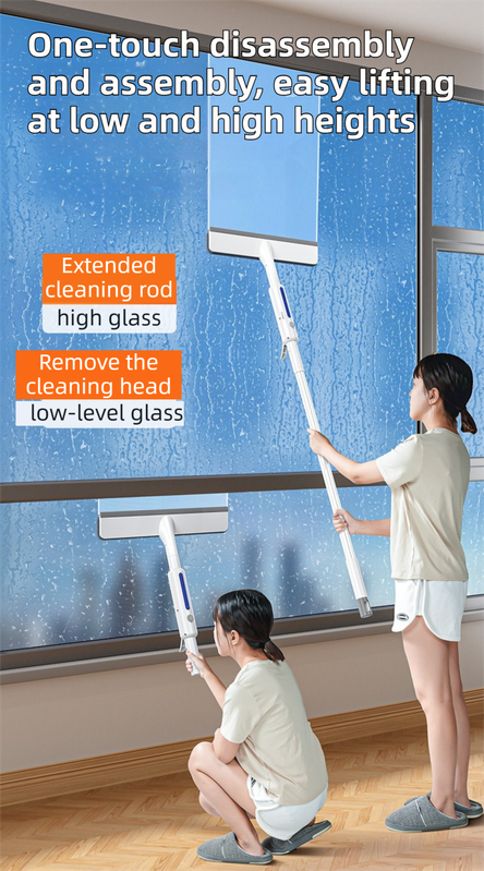 3-in-1 Spray Window Squeegee with 30cm Clean-Panel & 115cm Extension