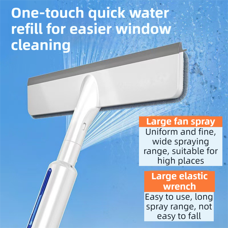 3-in-1 Spray Window Squeegee with 30cm Clean-Panel & 115cm Extension