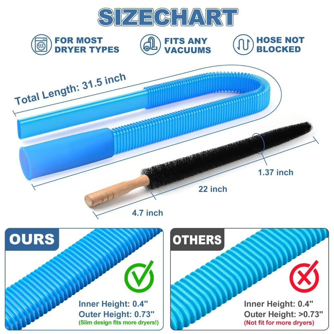 Sealegend Dryer Vent & Washing Machine Deep Cleaner Kit - 8M Flexible Vacuum Hose