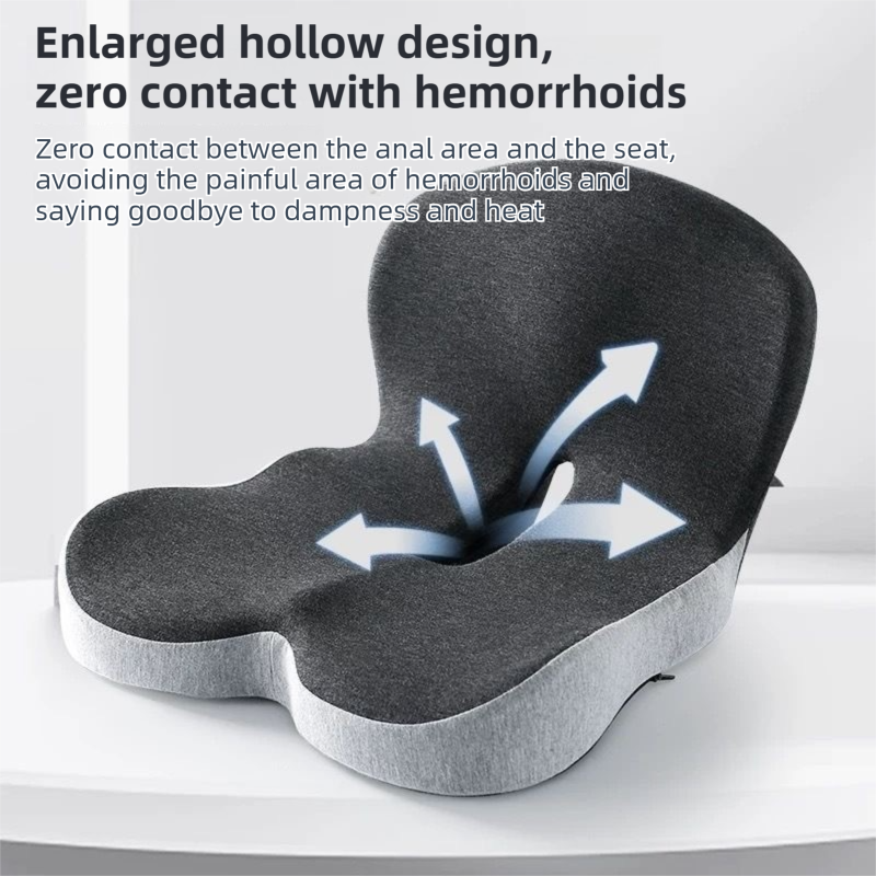 Black-Grey Ergonomic Memory Foam Seat Cushion & Lumbar Support