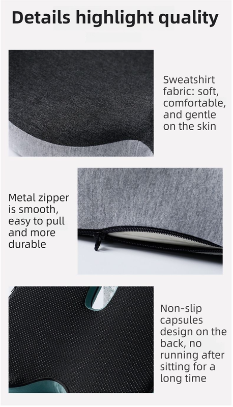 Black-Grey Ergonomic Memory Foam Seat Cushion & Lumbar Support