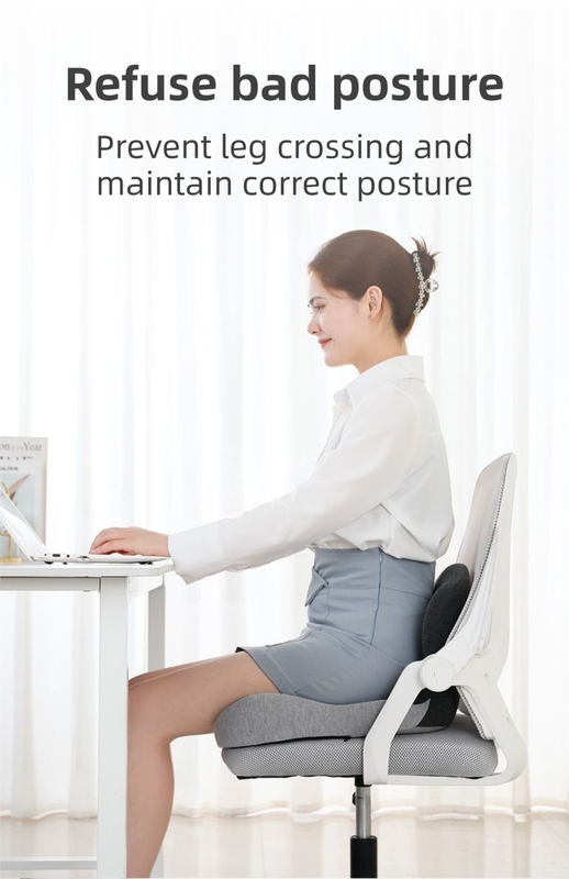 Black-Grey Ergonomic Memory Foam Seat Cushion & Lumbar Support