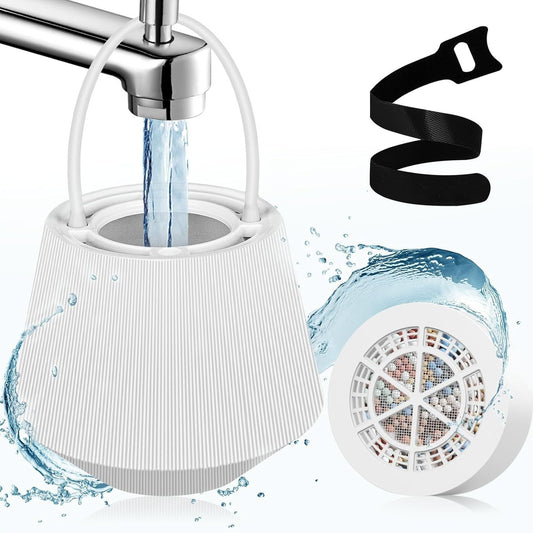White Hanging Bathtub Water Purifier with 8-15 Stage Ceramic Filter Core - Removes Chlorine