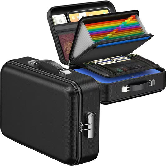 3-Layer Fireproof & Waterproof File Organizer Box with Security Lock