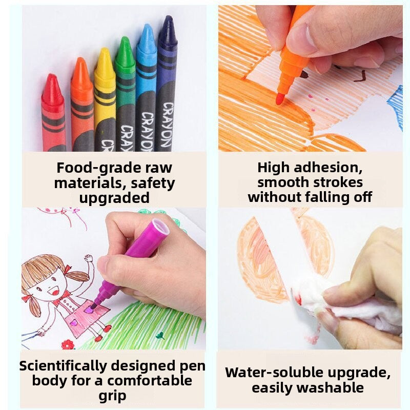 Blue 208-Piece Kids Art Set with Built-in Trifold Easel Drawing and Painting Kit